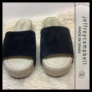 Jeffrey Campbell Espadrilles Sandals *Black Suede * Size 40 * Made in Spain